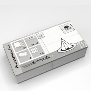 Fasana serviettes blanches deux couches pli 1/8
